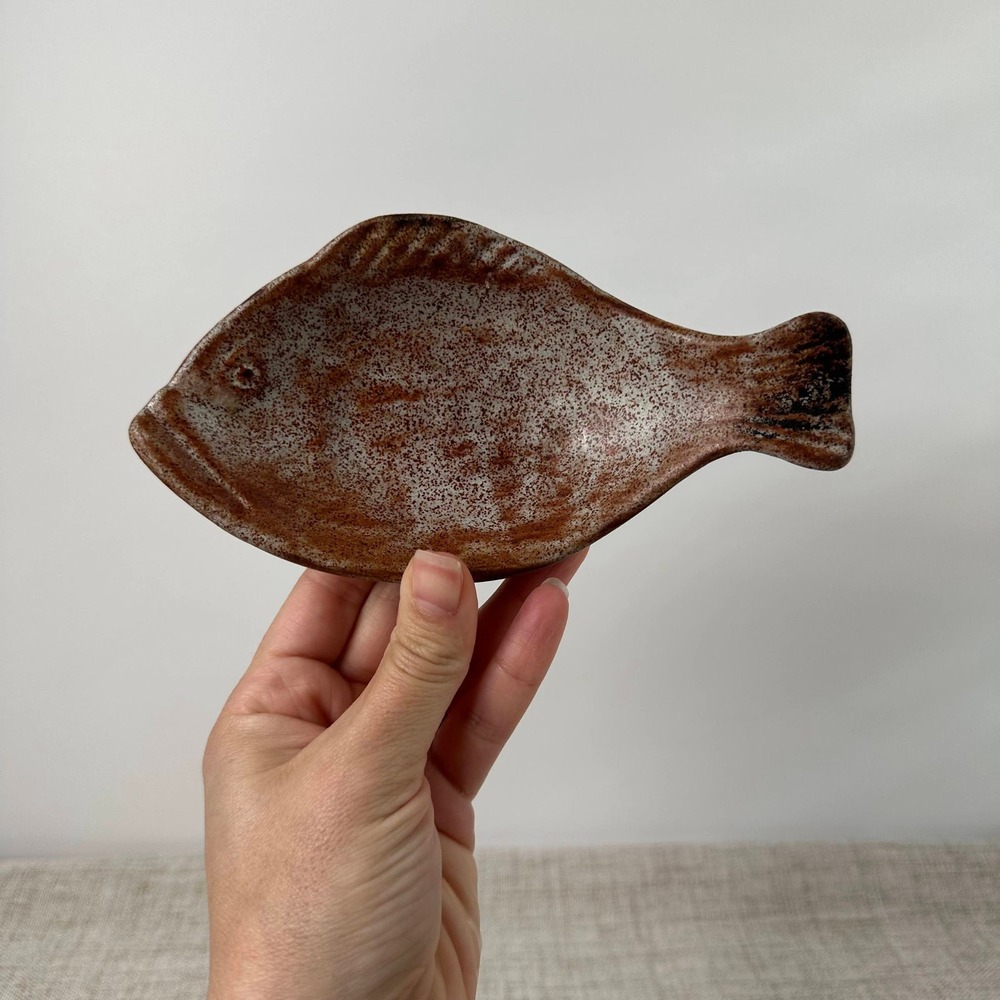 Vintage Studio Pottery Fish Dish Signed Handmade Ceramic Catchall Trinket Tray
